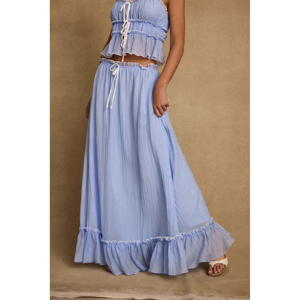 12th Tribe Dahlia Blue Maxi Skirt Size S - Picture 2 of 3